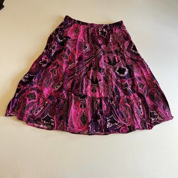 Notations Petite Purple Pink Paisley pattern maxi skirt PL - Picture 1 of 7